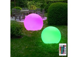 4059157060326 - Etc-shop - 2er Set Gartenleuchte Kugellampe Außenleuchte Outdoorlampe mit Erdspieß Terrassenleuchte wetterfest Kugel weiß matt rgb led DxH