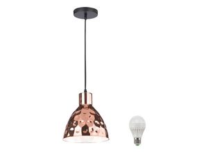 4059157061378 - Etc-shop - Decken Pendel Lampe Hänge Leuchte Hammerschlag Optik rose gold im Set inklusive led Leuchtmittel