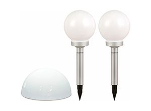 4059157063204 - Etc-shop - 3x led Solar Steck Steh Lampen weiß Garten Weg Außen Beleuchtung Wand Kugel Leuchten Terrasse