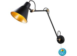 4059157064775 - Etc-shop - Wand Lampe Arbeits Zimmer Lese Leuchte Gold fernbedienung im Set inkl rgb led Leuchtmittel