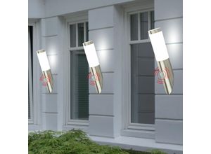 4059157066489 - Etc-shop - 3x Wand Leuchten Außen Lampen Edelstahl Beleuchtung Bewegungsmelder im Set inkl led Leuchtmittel