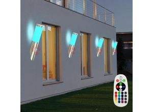 4059157066700 - Etc-shop - 4x Außen Wand Leuchten Edelstahl Balkon Lampen Bewegungsmelder im Set inkl rgb led Leuchtmittel