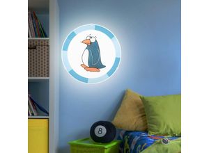 4059157070851 - Etc-shop - Kinderzimmer Deckenleuchte Pinguin Deckenlampe Kinder blau Kinderleuchte Wand Decke Stahl Glas 1x led 4W 320Lm warmweiß d 25 cm