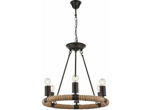 4059157071377 - Etc-shop - Hanfseil Kronleuchter Wohn Zimmer Beleuchtung Fernbedienung Decken Pendel Lampe Hänge Lüster dimmbar