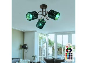 4059157079854 - Etc-shop - led Deckenleuchte dimmbar mit Fernbedienung schwarz gold Wohnzimmerlampe Deckenlampe 3 flammig rgb Farbwechsel Metall Samt 3x 48W 3x