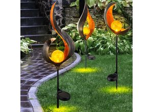 4059157081581 - 3er Set LED Solar Leuchten Außen Garten Veranda Beleuchtung Dekoration Steck Lampen Flammen Mond