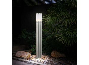 4059157081642 - Wegeleuchte Außenstehlampe H 80 cm Gartenlampe Außenleuchte Edelstahl silber Kunststoff opal 1x E27 Fassung DxH 14x80 cm