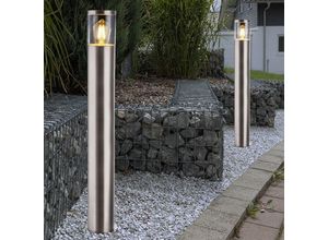 4059157082120 - Etc-shop - 2x Außen Bereich Steh Lampen Edelstahl Grundstück Garten Stand Sockel Leuchten