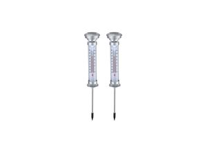 4059157082557 - 2er Set LED Solarlampen mit Thermometer silber