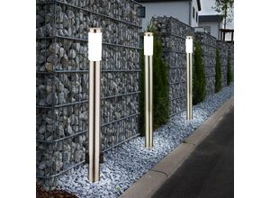 4059157083424 - Etc-shop - 3er Set Außen led Steh Lampen Terrassen Edelstahl Park Leuchten Strom Verteiler