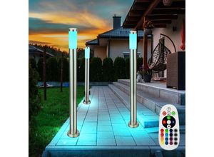 4059157084346 - Etc-shop - 3x rgb led Außen Steh Lampen fernbedienung Garten Steckdosen Edelstahl Terrassen Leuchten dimmbar