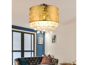 4059157085824 - Etc-shop - Deckenleuchte Kronleuchter Deckenlampe Kristalllampe led rgb Farbwechsler Fernbedienung gold Textil