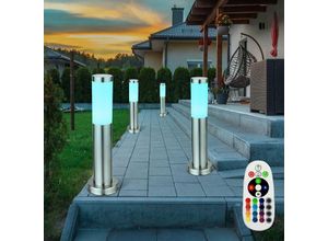 4059157086494 - Etc-shop - 4x rgb led Steh Lampen Garten Außen Beleuchtung fernbedienung Edelstahl Hof Einfahrt Lampen dimmbar