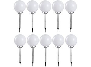 4059157086678 - Etc-shop - 10er Set led Solar Außen Kugel Erdspieß Steck Leuchten Garten Balkon Lampen weiß