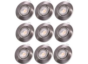 4059157088757 - Etc-shop - 9x led Einbau Decken Strahler rund Flur Leuchte Wohn Schlaf Zimmer nickel Spot Lampe beweglich Karton beschädigt