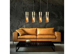 4059157099685 - Etc-shop - Messing Decken Pendel Lampe amber filament Glas Hänge Leuchte dimmbar im Set inkl led Leuchtmittel