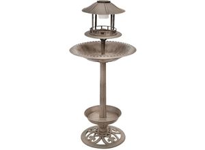 4059157100077 - Etc-shop - Design Vogel Tränke Brunnen solar led Beleuchtung Außen Dekoration bronze 105 cm