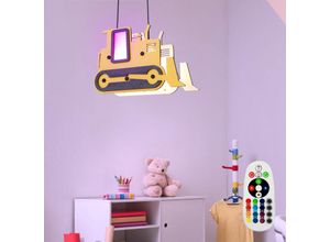 4059157100619 - Etc-shop - led Kinderzimmerlampe Hängelampe Schubraupe Bagger Hängeleuchte Bulldozer Pendellampe schwarz gelb rgb Farbwechsler dimmbar