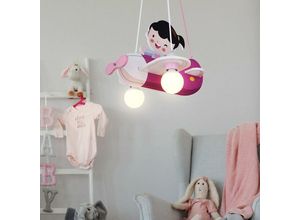 4059157100633 - Etc-shop - Kinder Zimmer Decken Pendel Lampe Flugzeug Flieger Hänge Leuchte pink weiß im Set inkl led Leuchtmittel