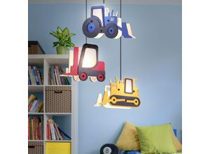 4059157100657 - Etc-shop - Pendelleuchte Spielzimmer Decken Hängelampe Traktor led Kinderzimmerlampe 3-flammig Fahrzeuge bunt mdf 3x led 4W 400lm 3000K warmweiß