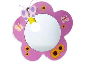 4059157108882 - Etc-shop - Wand Spiegel Lampe Kinder Zimmer Mädchen Blumen Design Leuchte pink im Set inkl led Leuchtmittel