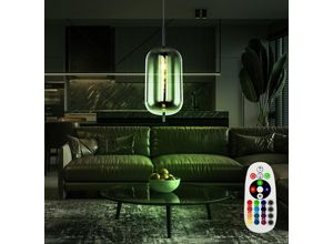 4059157109605 - Etc-shop - Retro Decken Hänge Lampe dimmbar Glas Pendel Leuchte fernbedienung im Set inkl rgb led Leuchtmittel