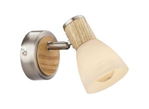 4059157110151 - Holz Wand Strahler Lampe Wohn Schlaf Zimmer Glas Spot verstellbar im Set inkl LED Leuchtmittel