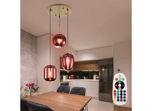 4059157113763 - Etc-shop - Hänge Decken Lampe dimmbar fernbedienung Glas Leuchte rauch im Set inkl rgb led Leuchtmittel