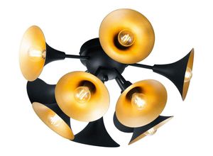 4059157115477 - Design Decken Leuchte Trompeten Optik schwarz gold Lampe im Set inkl LED Leuchtmittel