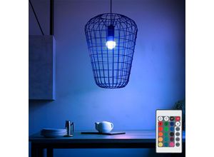 4059157116887 - Etc-shop - Hängeleuchte Pendellampe Käfig Esszimmer Fernbedienung im Gitter Design Metall schwarz 1x rgb led warmweiß DxH 35x120 cm