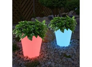 4059157121836 - 2er Set rgb led Solar Leuchten Blumen Topf Design Garten Dekoration Pflanzen Kasten Lampen weiß Farbwechsel