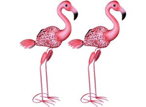 4059157121881 - Etc-shop - 2x led Außen Solar Steh Leuchten Erdspieß Stand Deko Flamingo Grundstück Lampen