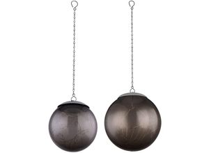 4059157122857 - Etc-shop - 2x led Solar Hänge Leuchten Kugel Design Garten Deko Lichterkette Balkon Außen Pendel Lampen rauch