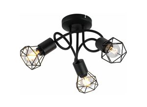 4059157126862 - Decken Strahler Retro Käfig Lampe schwarz Wohn Zimmer Spot Leuchte Spotrondell 3 flammig