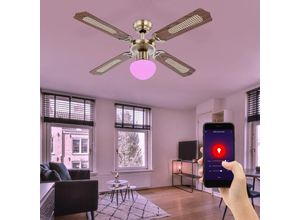 4059157127111 - Etc-shop - led Deckenventilator mit Zugschalter Ventilatorlampe Decke Ventilator Deckenleuchte App- Sprachsteuerung Vor-Rücklauf 1x Smart rgb led