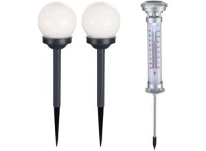 4059157127487 - Etc-shop - 3x led Solar Steck Kugel Lampen Hof Außen Thermometer Terassen Erdspieß Leuchten