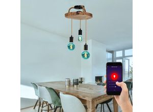 4059157128309 - Etc-shop - Smart Home Vintage Hänge Leuchte dimmbar Google Alexa Holz Pendel Decken Lampe Retro im Set inkl rgb led Leuchtmittel