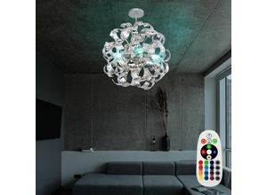 4059157128774 - Deckenleuchte Deckenlampe Designleuchte Esszimmerlampe Fernbedienung dimmbar 4 flammig Metall Chrombänder 4x rgb led 35W 320Lm 3000K DxH 50x56cm