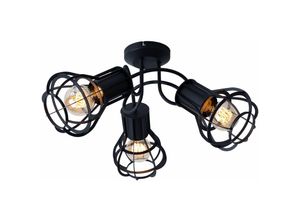 4059157130159 - Etc-shop - Vintage Gitter Decken Leuchte Filament Spot Rondell Strahler schwarz-matt Käfig Lampe im Set inkl led Leuchtmittel