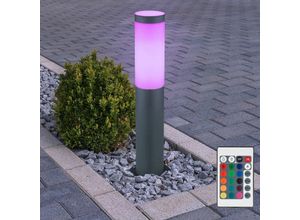 4059157131224 - Etc-shop - Außen Steh Leuchte Edelstahl fernbedienung Garten Sockel Lampe dimmbar im Set inkl rgb led Leuchtmittel