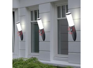 4059157131446 - 3er Set Außen Wand Leuchten Terrassen Fackel Edelstahl Lampe SENSOR Hof Strahler