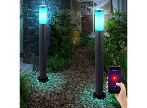 4059157132214 - Etc-shop - 2er Set Edelstahl Stand Lampe dimmbar App Sprachsteuerung Außen Garten Leuchte im Set inkl rgb led Leuchtmittel