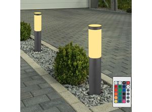 4059157133655 - Etc-shop - 2er Set rgb led Außen Sockel Lampe dimmbar Garten Terrassen fernbedienung Edelstahl Steh Leuchte