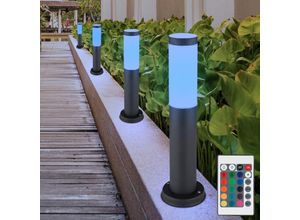 4059157133662 - 4x RGB LED Außen Steh Leuchten anthrazit FERNBEDIENUNG Edelstahl Garten Sockel Lampen DIMMBAR