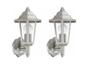 4059157133785 - Etc-shop - Laterne Außen Wandleuchte Wandlampe Garten Balkon Edelstahl Kunststoff klar 1x E27 1x 9 Watt 806 lm LxHxT 175x34x205 cm 2er Set