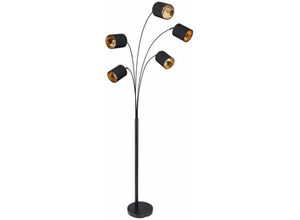 4059157134218 - Steh Lampe Ess Zimmer Textil Stand Leuchte Decken Fluter beweglich schwarz gold im Set inkl led Leuchtmittel