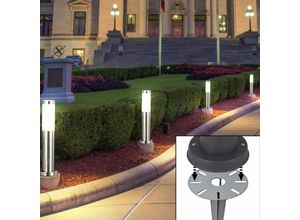 4059157134836 - Etc-shop - 4er Set Außen Steck Steh Lampen silber edelstahl Garten Weg Beleuchtung Erdspieß Sockel Leuchten