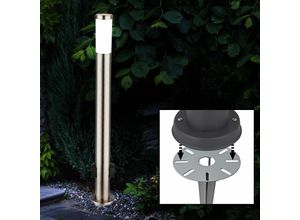 4059157135086 - Etc-shop - Edelstahl Außen Steh Lampe Garten Steckdosen Wege Leuchte silber im Set inkl led Leuchtmittel