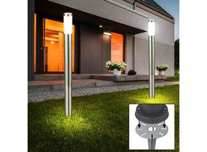 4059157135246 - Etc-shop - 2er Set led Garten Steck Steh Lampen edelstahl Wege Leuchten Erdspieß Terrassen Strahler silber