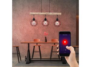 4059157138322 - Etc-shop - Smart Decken Lampe dimmbar Holz Balken Hänge Lampe steuerbar per App Handy Sprache im Set inkl rgb led Leuchtmittel